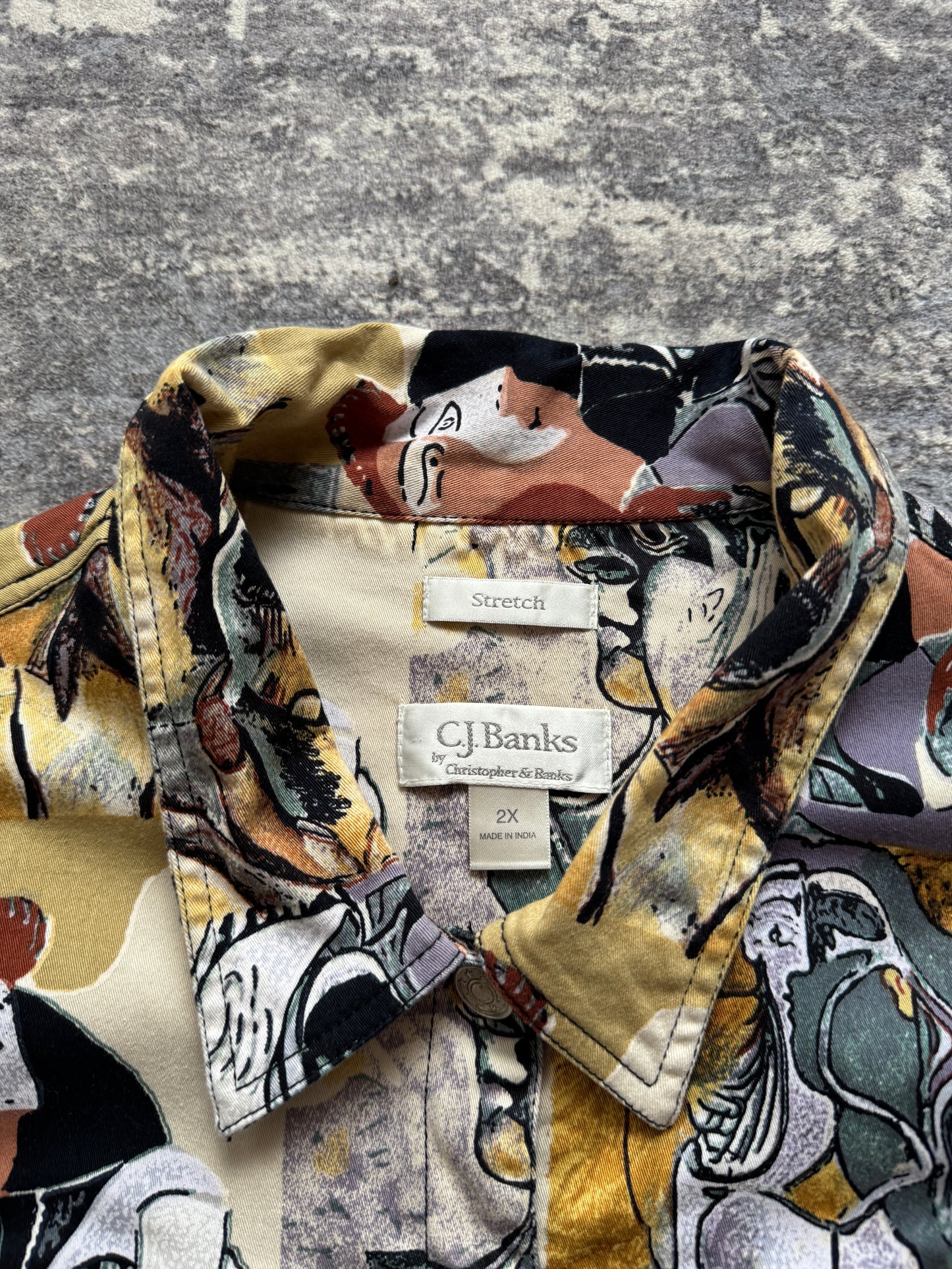 Vintage 00s Crazy Picasso Overshirt Denim - L