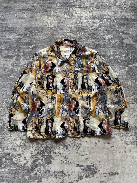 Vintage 00s Crazy Picasso Overshirt Denim - L
