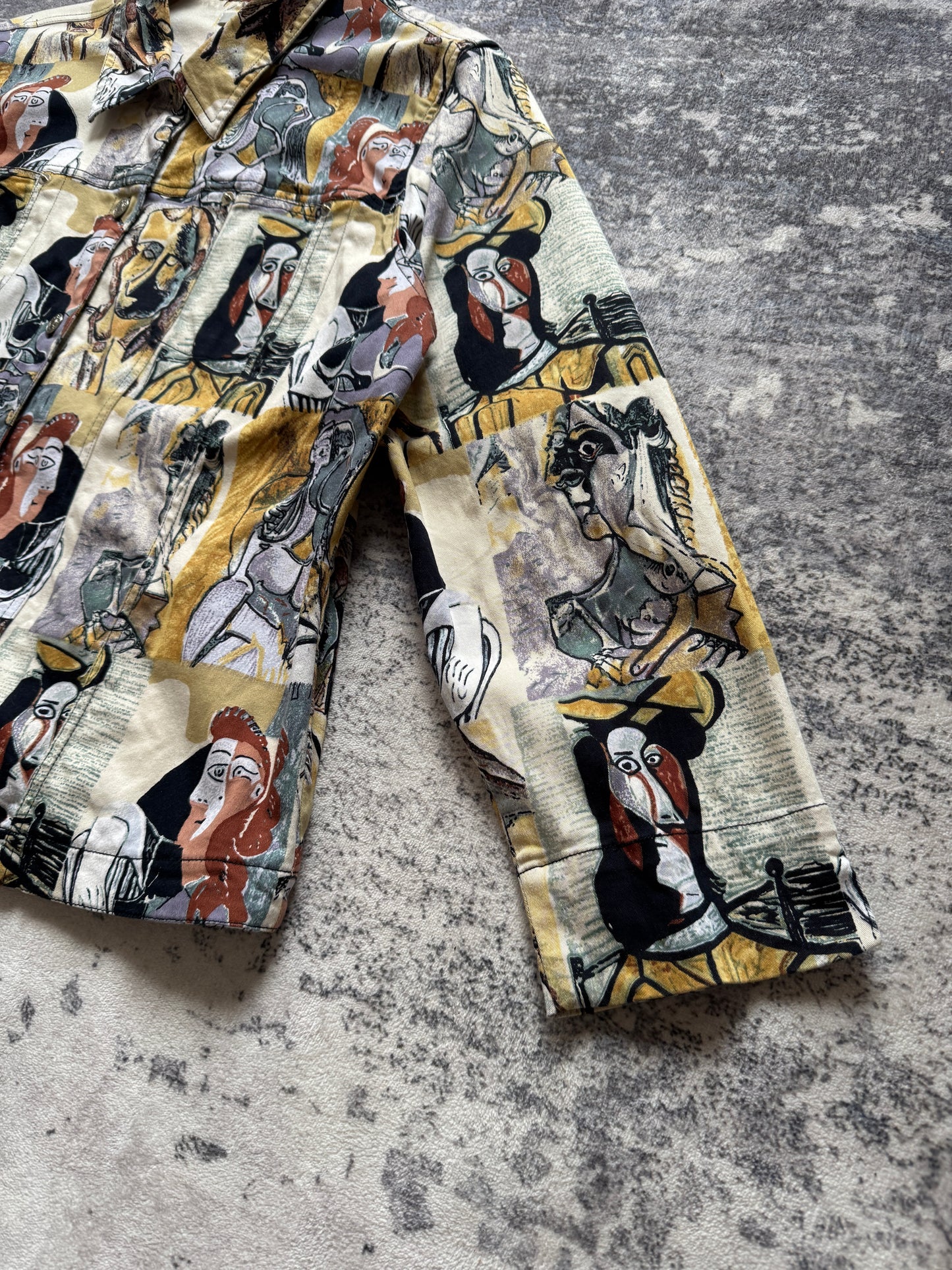 Vintage 00s Crazy Picasso Overshirt Denim - L