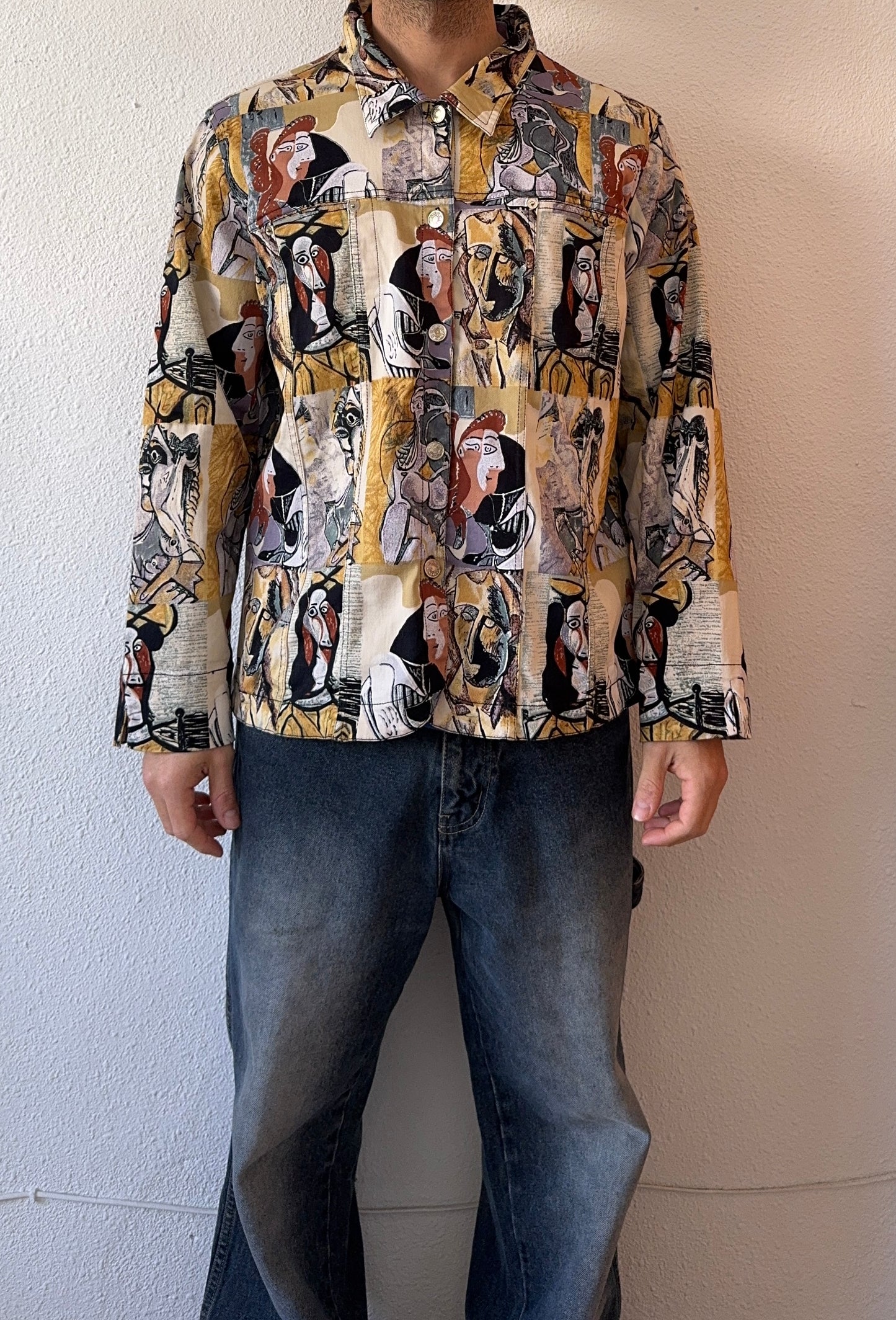 Vintage 00s Crazy Picasso Overshirt Denim - L