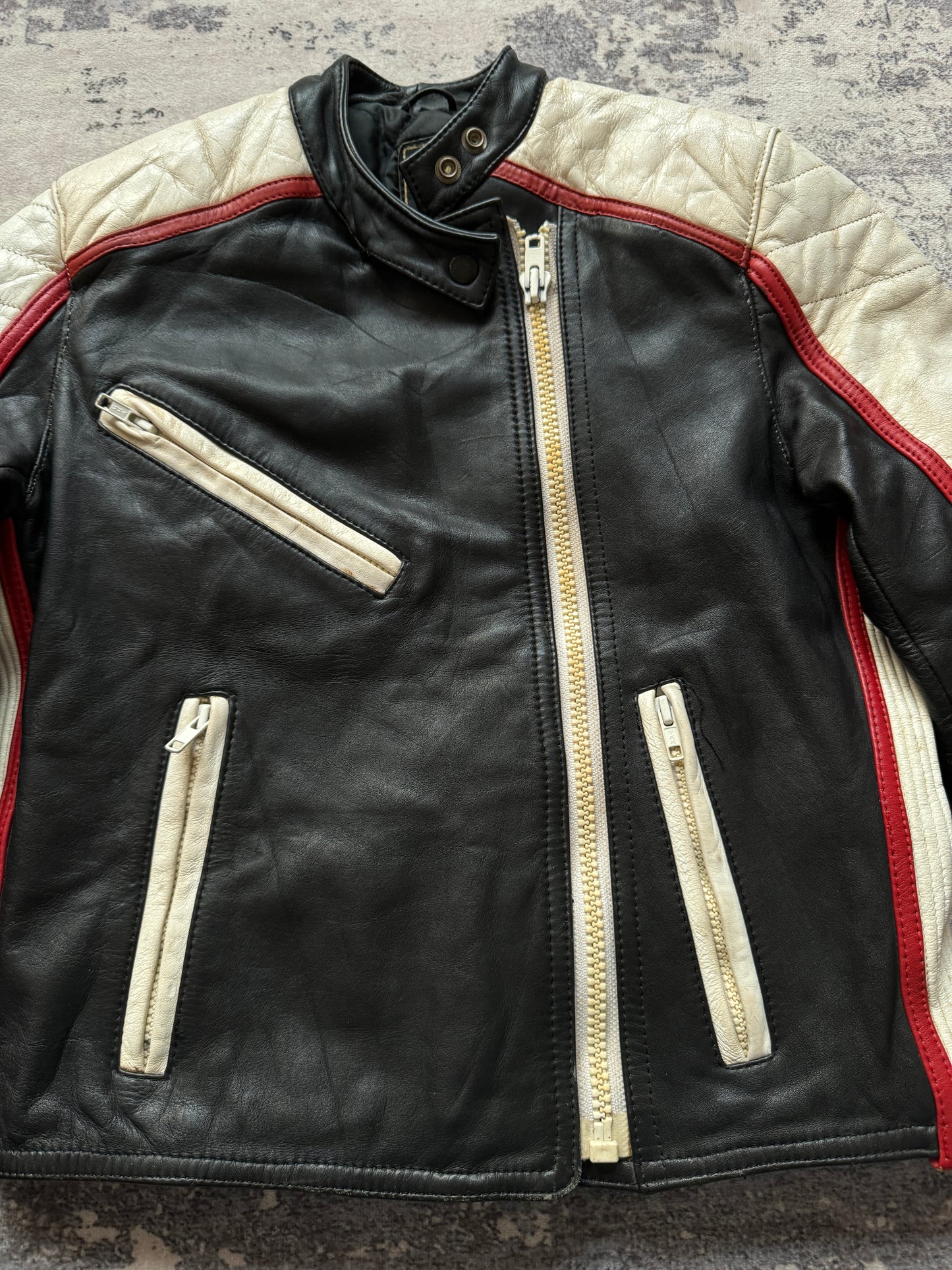 Vintage Biker Leather Jacket Crop - M Women