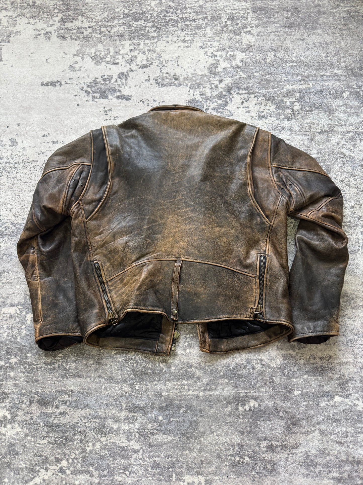 Vintage 90s Biker Leather Jacket - L