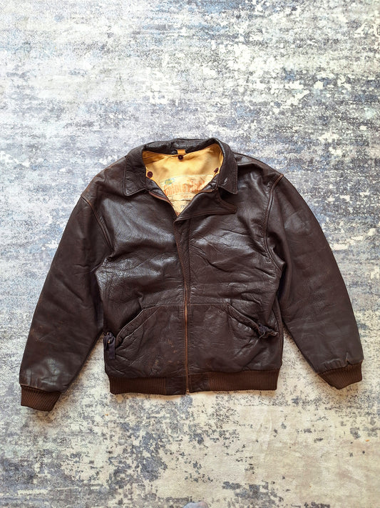 Bomber leather aviator flight jacket vintage - M