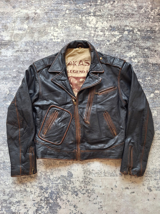 Akaso Leather Biker Vintage Jacket - L