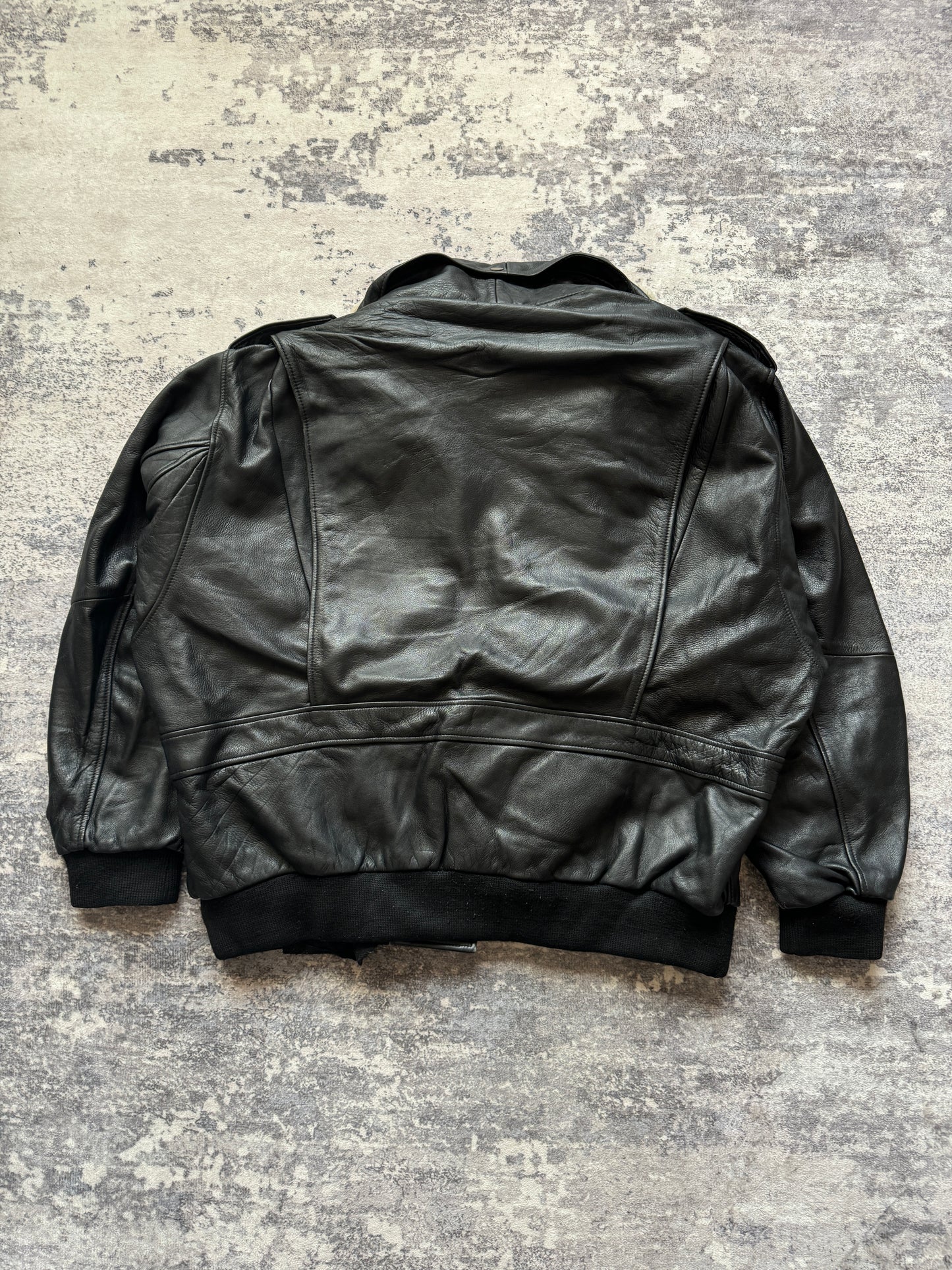 Vintage 90s Aviator Flight Leather Jacket - XL