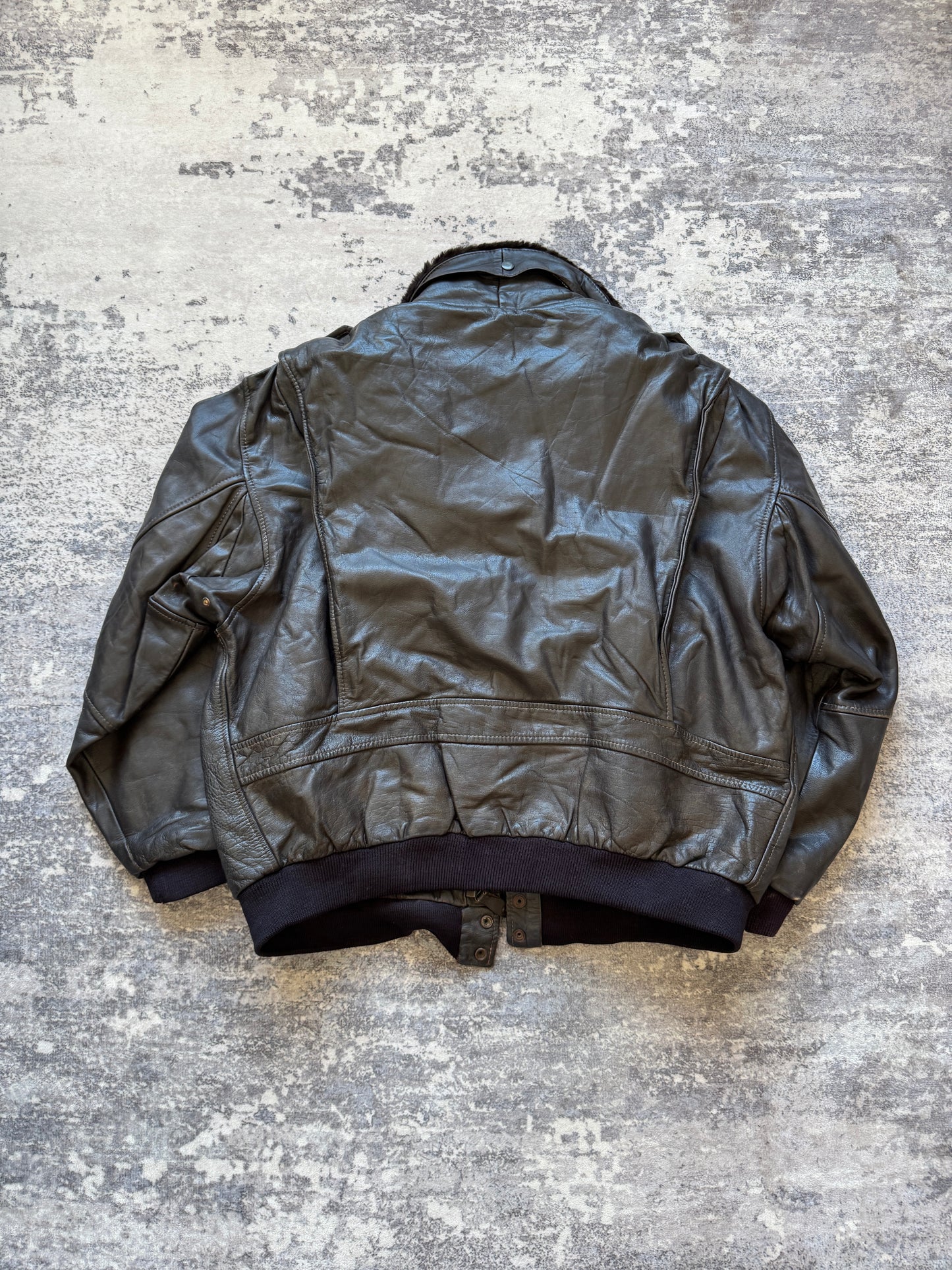 Vintage 90s Aviator Flight Leather Jacket - XL