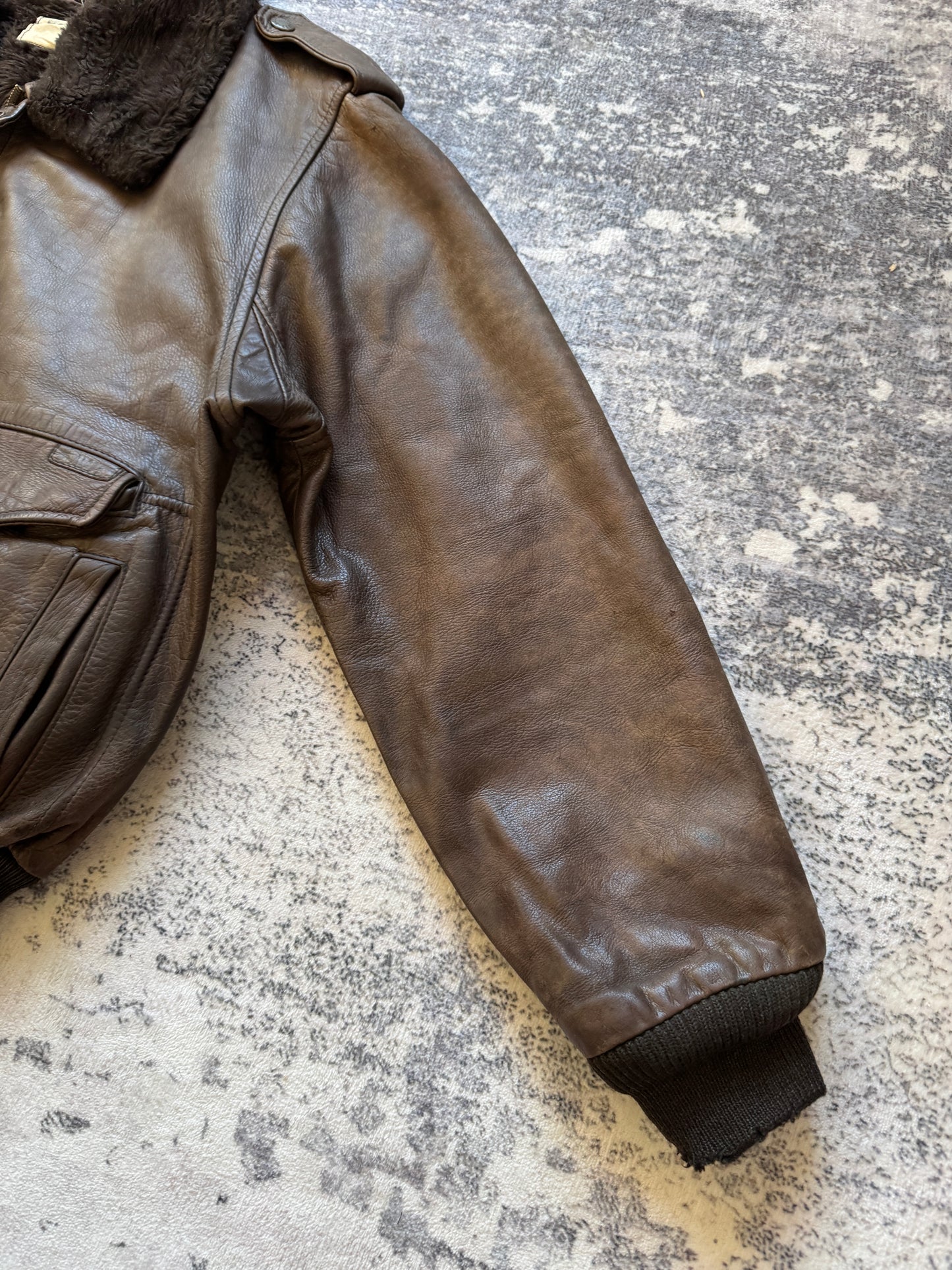 Vintage 90s Sckott Aviator Flight Leather Jacket - L