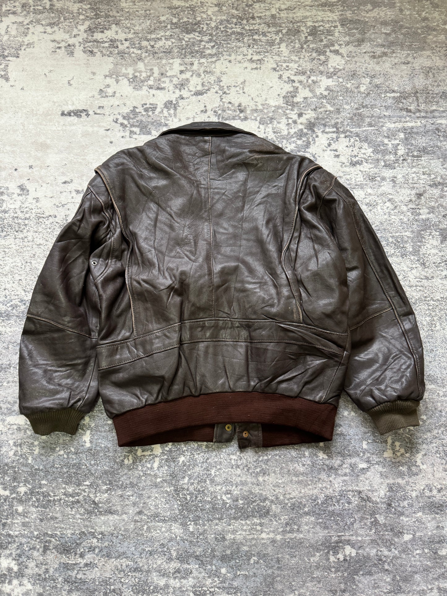 Vintage 90s Aviator Flight Leather Jacket - S