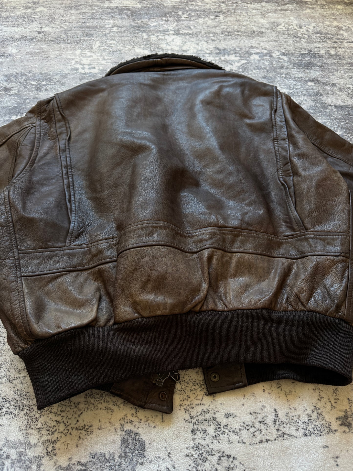 Vintage 90s Sckott Aviator Flight Leather Jacket - L