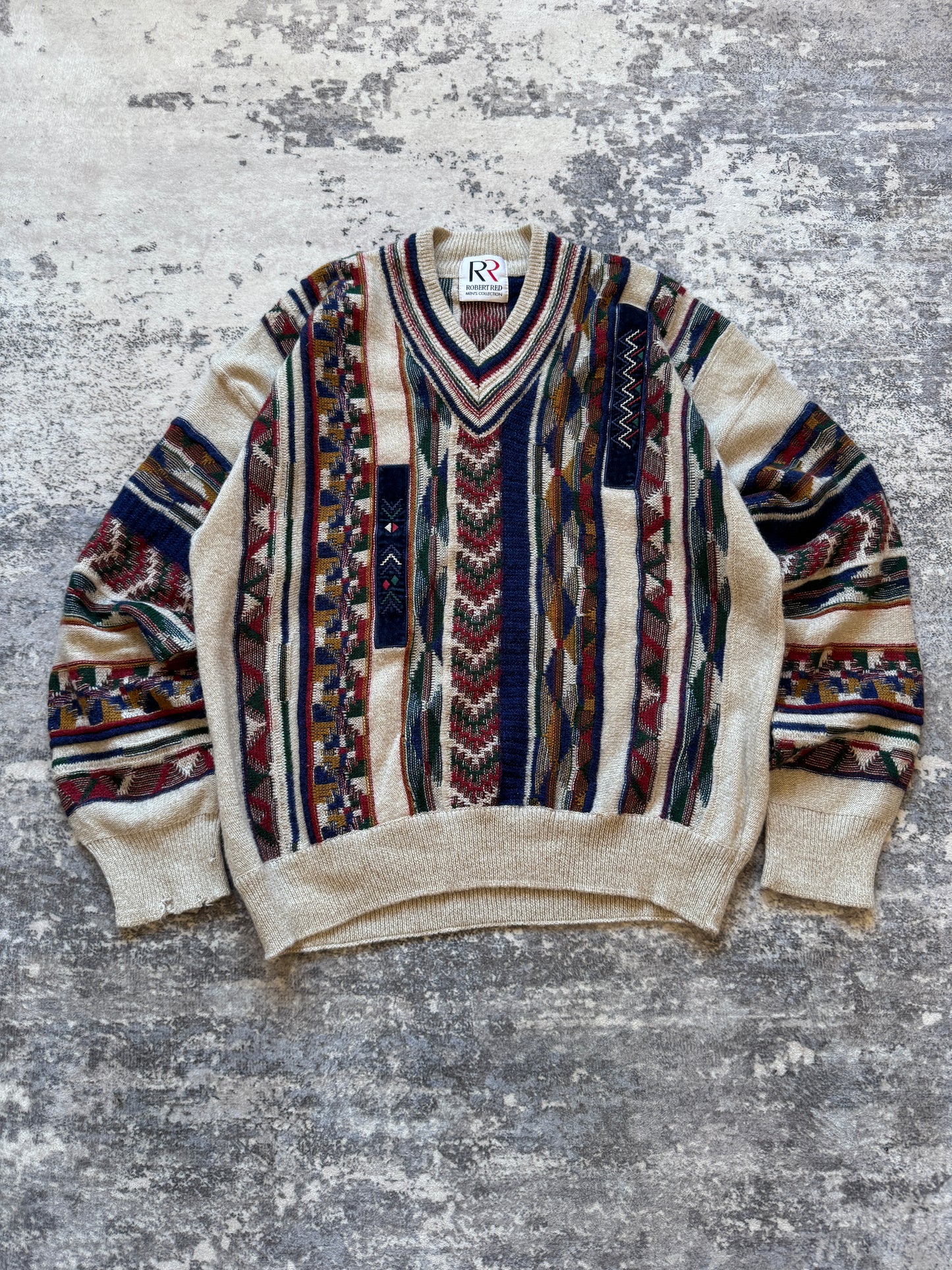 Vintage Robert Red Coogi Style V-neck sweater knit - M