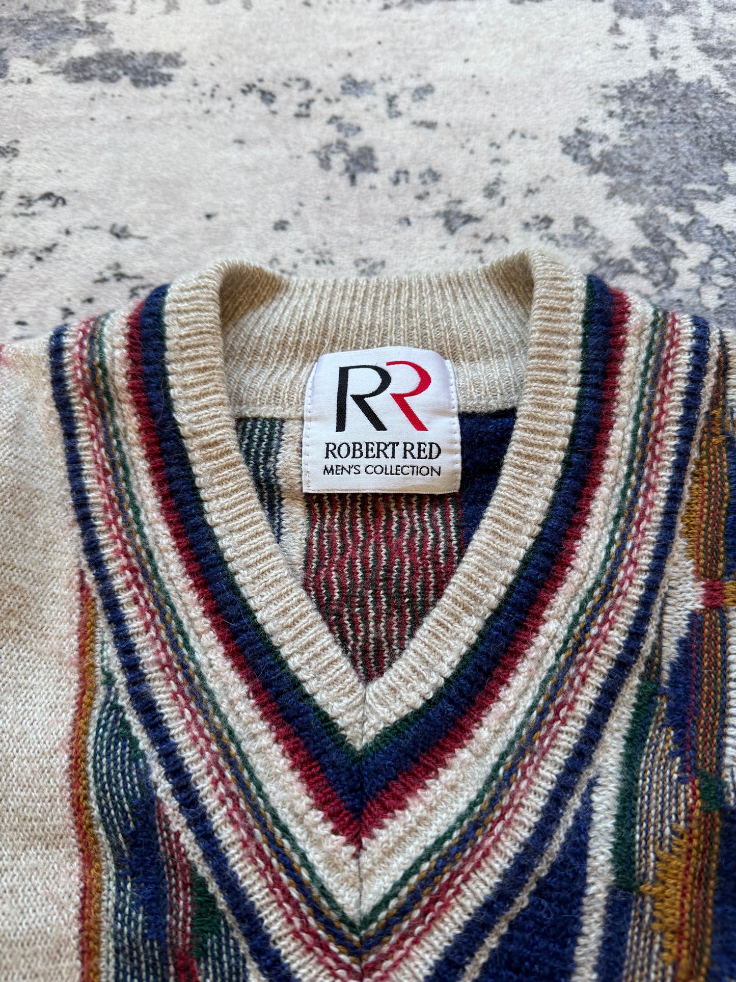 Vintage Robert Red Coogi Style V-neck sweater knit - M