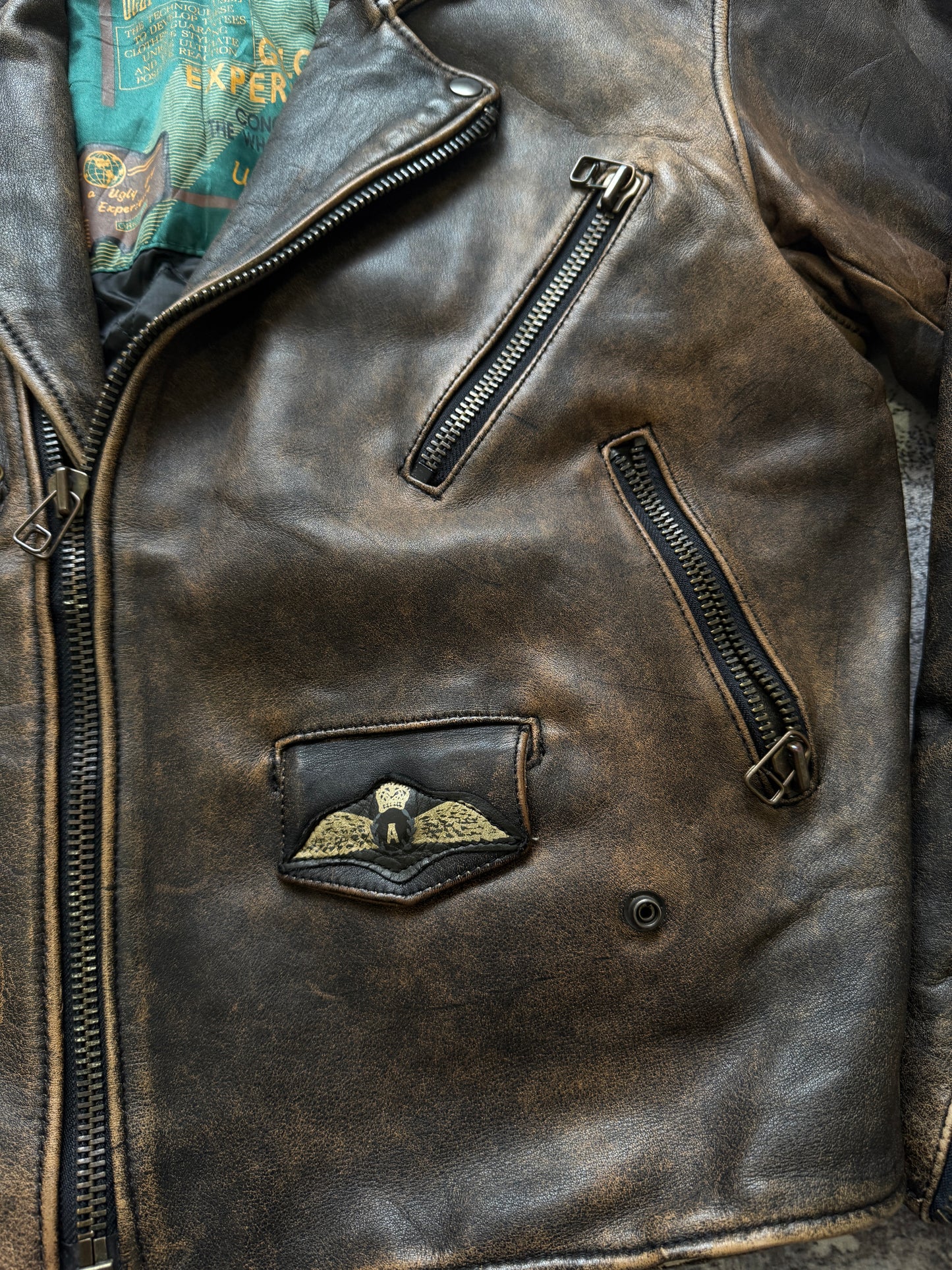 Vintage 90s Biker Leather Jacket - L