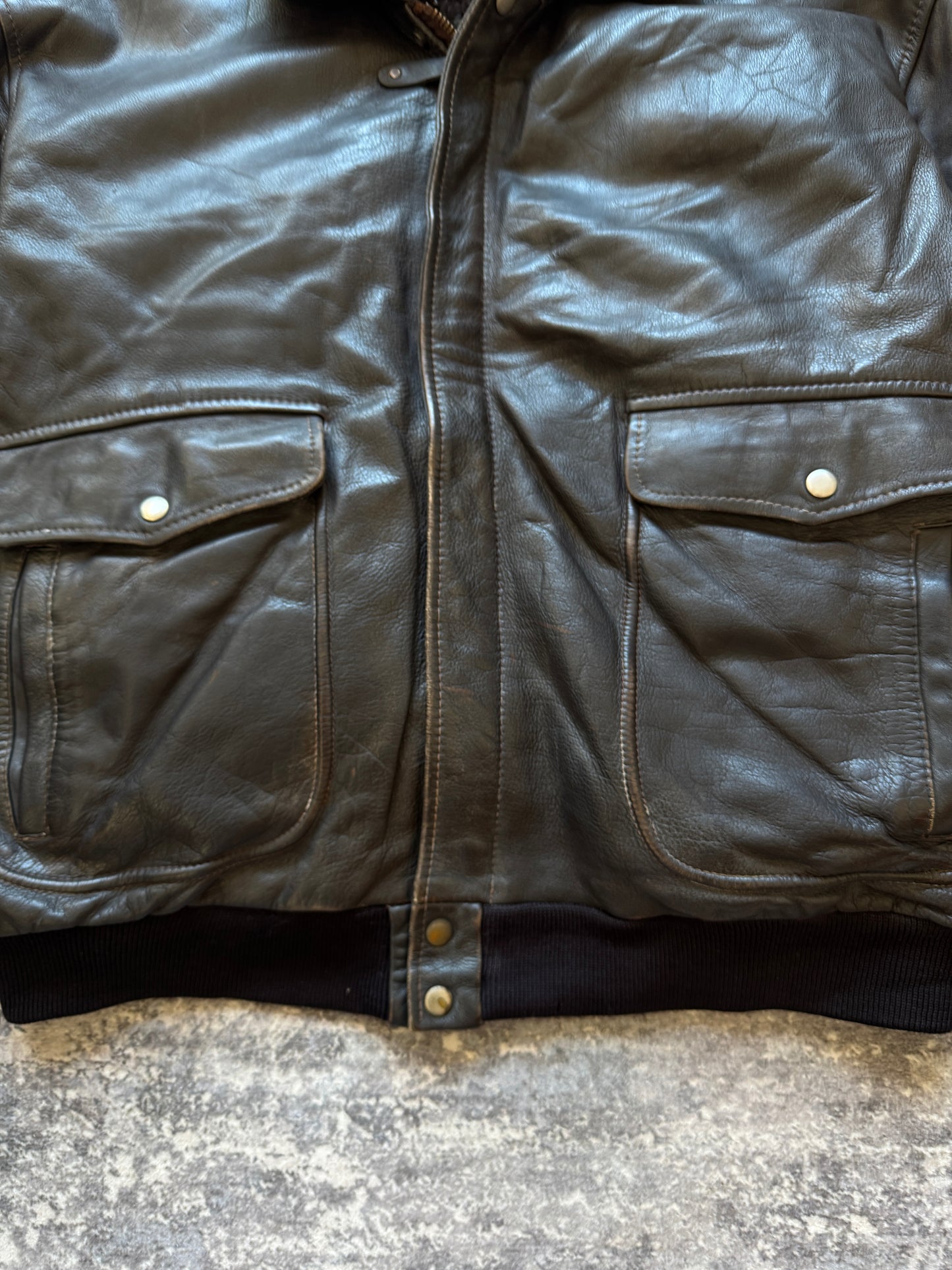 Vintage 90s Aviator Flight Leather Jacket - XL