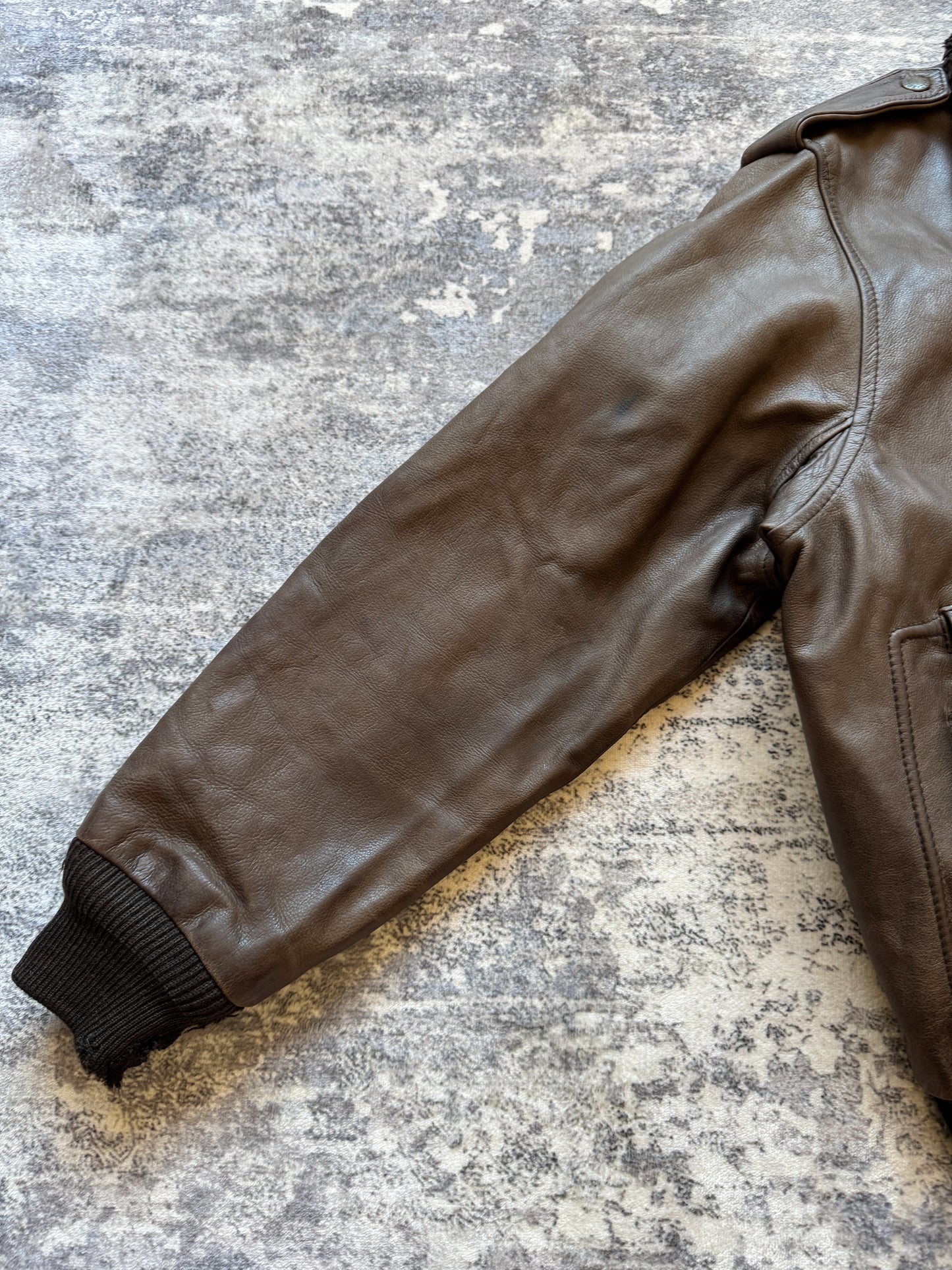 Vintage 90s Sckott Aviator Flight Leather Jacket - L