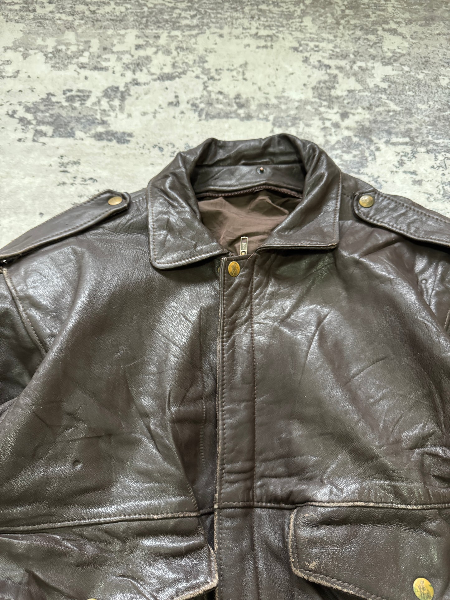 Vintage 90s Aviator Flight Leather Jacket - S