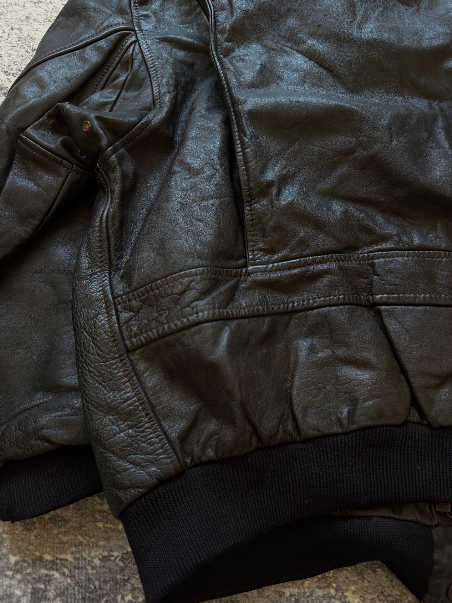 Vintage 90s Aviator Flight Leather Jacket - XL