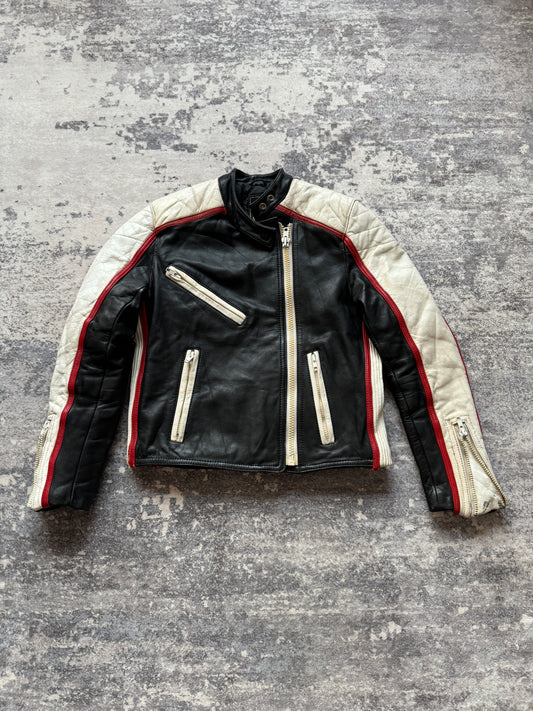 Vintage Biker Leather Jacket Crop - M Women