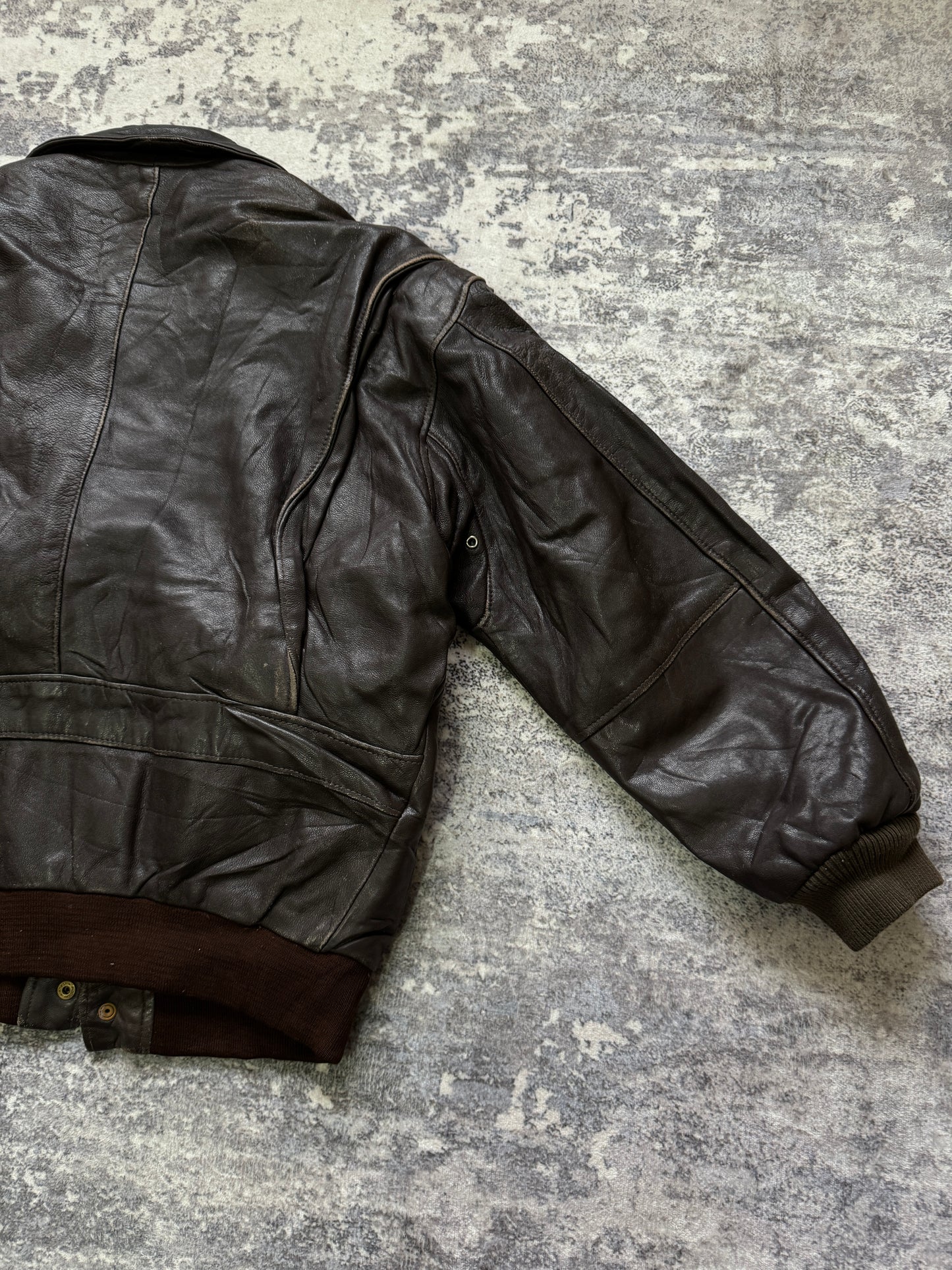 Vintage 90s Aviator Flight Leather Jacket - S