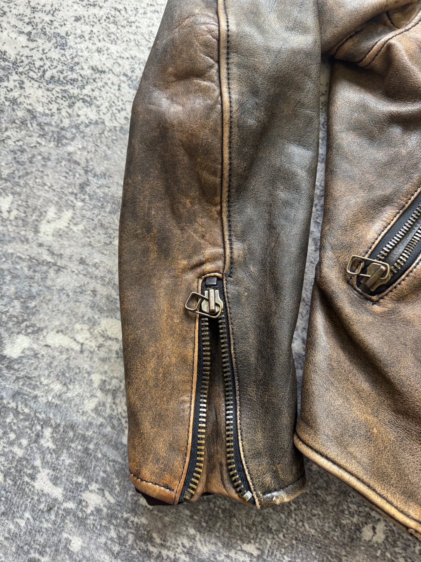 Vintage 90s Biker Leather Jacket - L