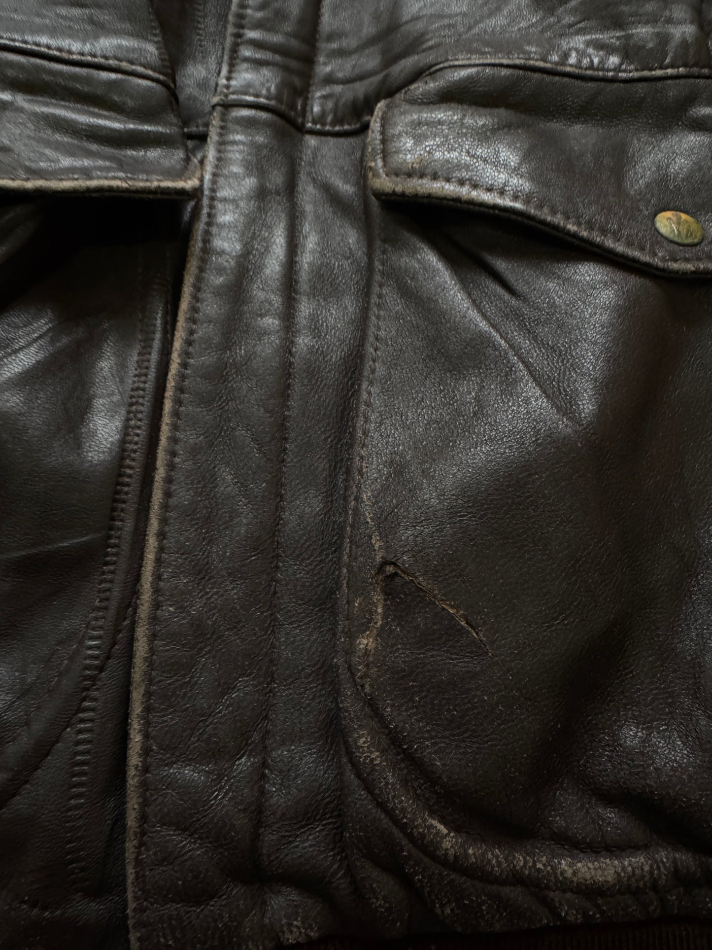 Vintage 90s Aviator Flight Leather Jacket - S