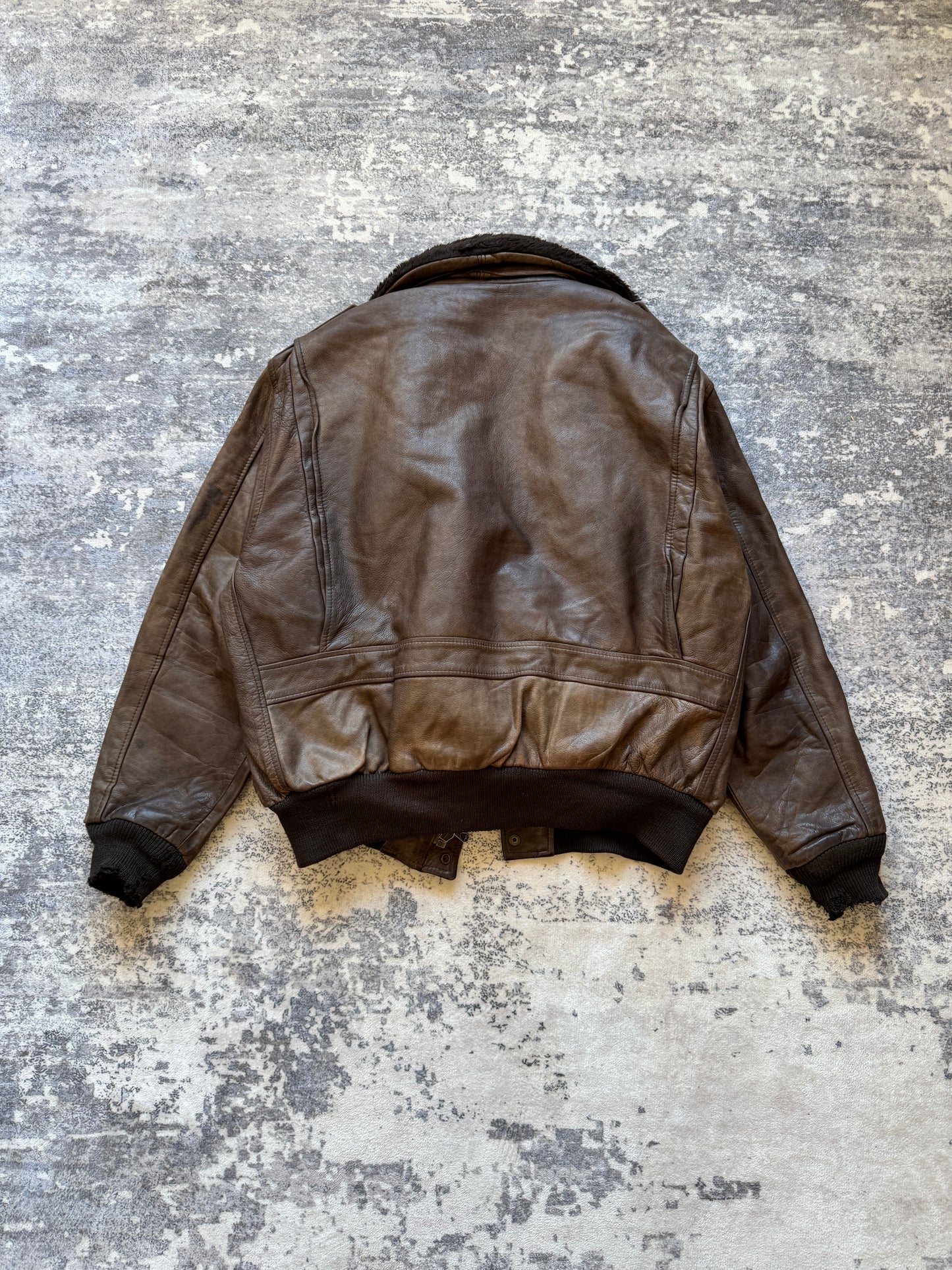 Vintage 90s Sckott Aviator Flight Leather Jacket - L